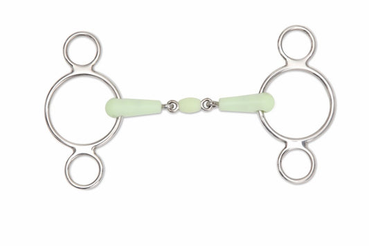 Shires Equikind Peanut Two Ring Gag - Pale Green - 4.5