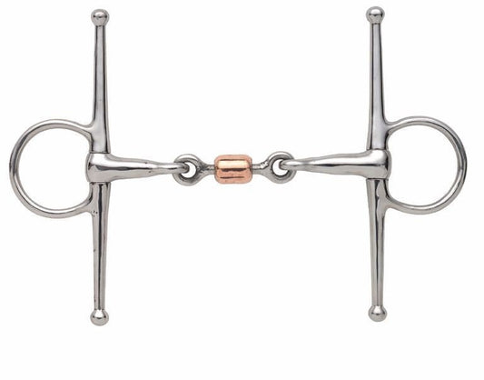 Shires Full Cheek Snaffle with Copper Peanut - Stainless Steel - 4.5