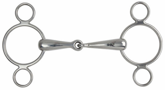 Shires Hollow Mouth Two Ring Gag - Stainless Steel - 4.5