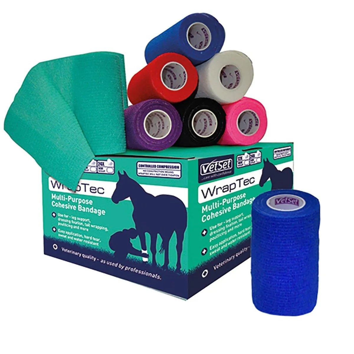 Vetset Wraptec Cohesive Bandage 100Mm - Blue - 100Mm